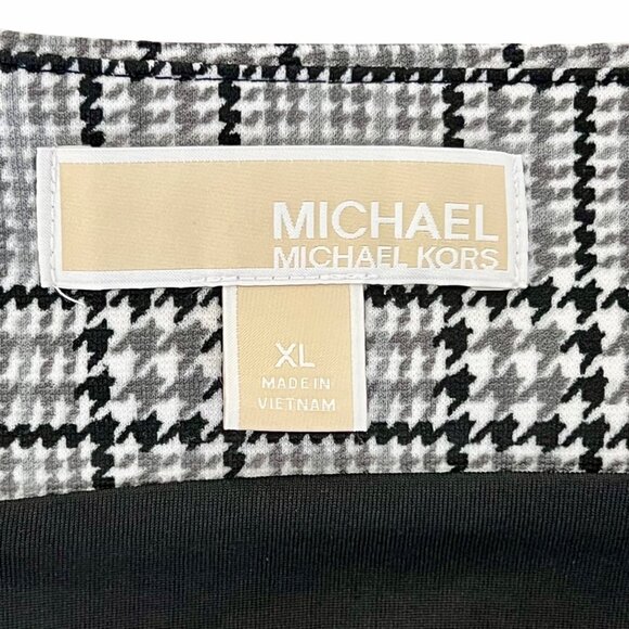 Michael Kors Womens Black Gray White Houndstooth Pencil Skirt XL Back Zip NWOT - Picture 4 of 13
